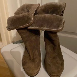 Brown suede boots